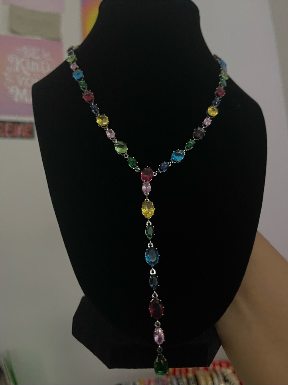 Multicolor Y-Drop Necklace - Vibrant Gemstone Style